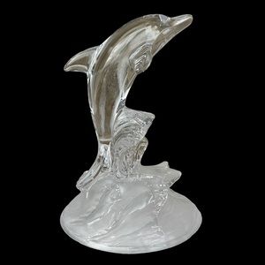 Crystal d’Arques Paris France Crystal Glass Dolphin Waves Figurine Curio Cabinet